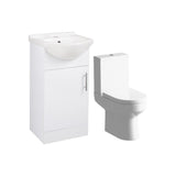 Aquarius Bathrooms Bathroom Suite Aquarius View 450mm Vanity Unit with Basin and Close Coupled Toilet Set in White