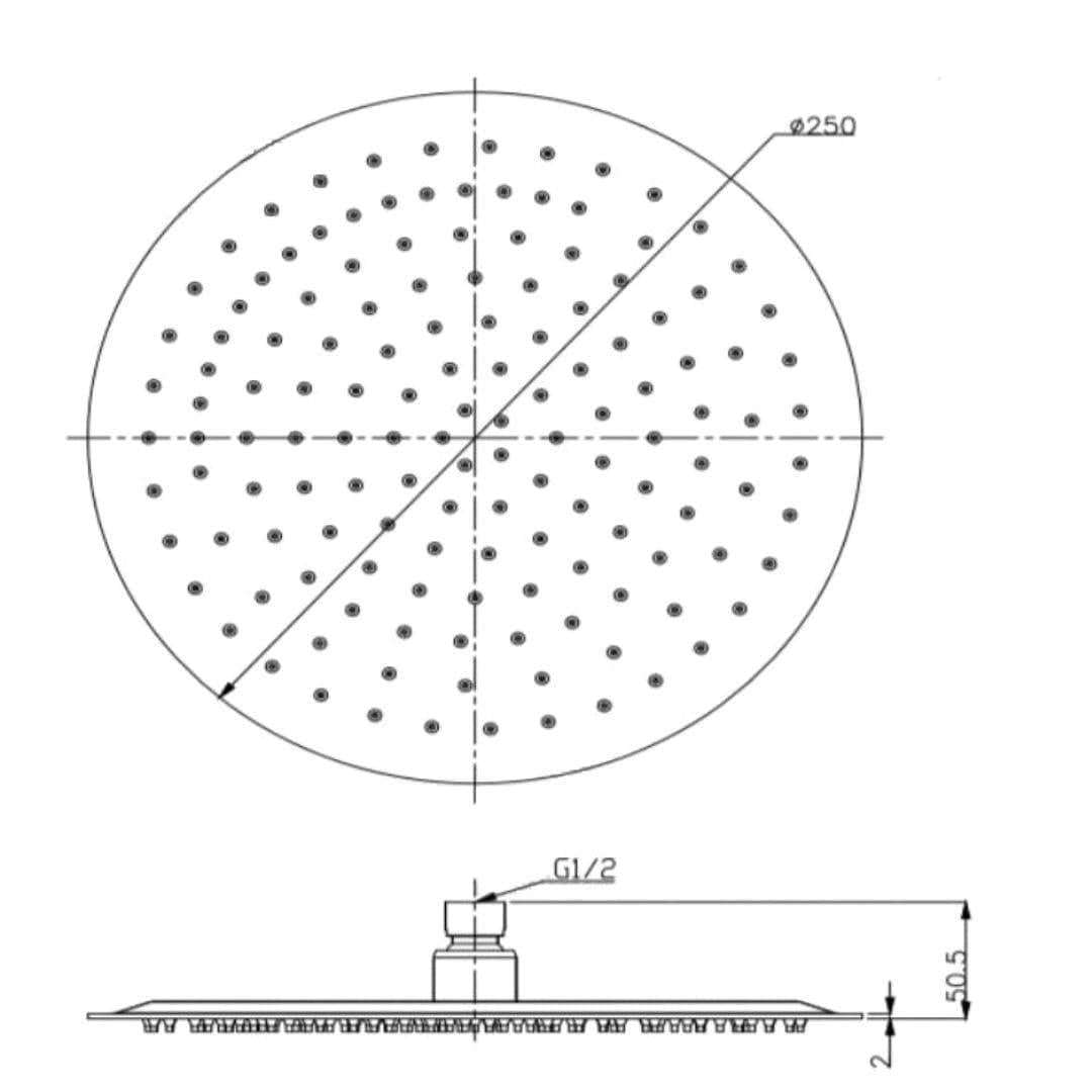 Aquarius Bathrooms Fixed Shower Head Aquarius RainLux Round Slim Shower Head