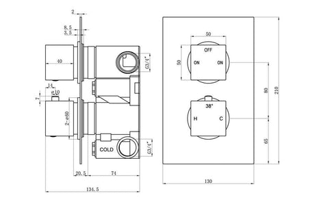 Aquarius Bathrooms Concealed Valve Kit Aquarius Modern Square Shower Bundle with Riser Chrome AQBND0122