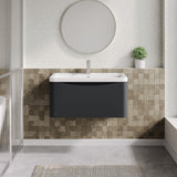 Aquarius Bathrooms Wall Mounted Vanity Unit Soft Black Aquarius Seren 800mm Wall Mounted One Drawer Vanity Unit with Basin