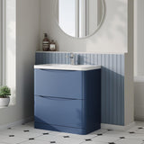 Aquarius Bathrooms Floor Standing Vanity Unit Blue Aquarius Seren 800mm Floor Standing Two Drawer Vanity Unit with Basin