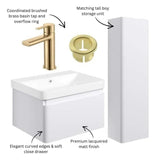 Aquarius Vanity Unit Aquarius Sophie 605mm Wall Hung Vanity Unit, Tall Boy Storage Unit, Tap and Fittings Bundle