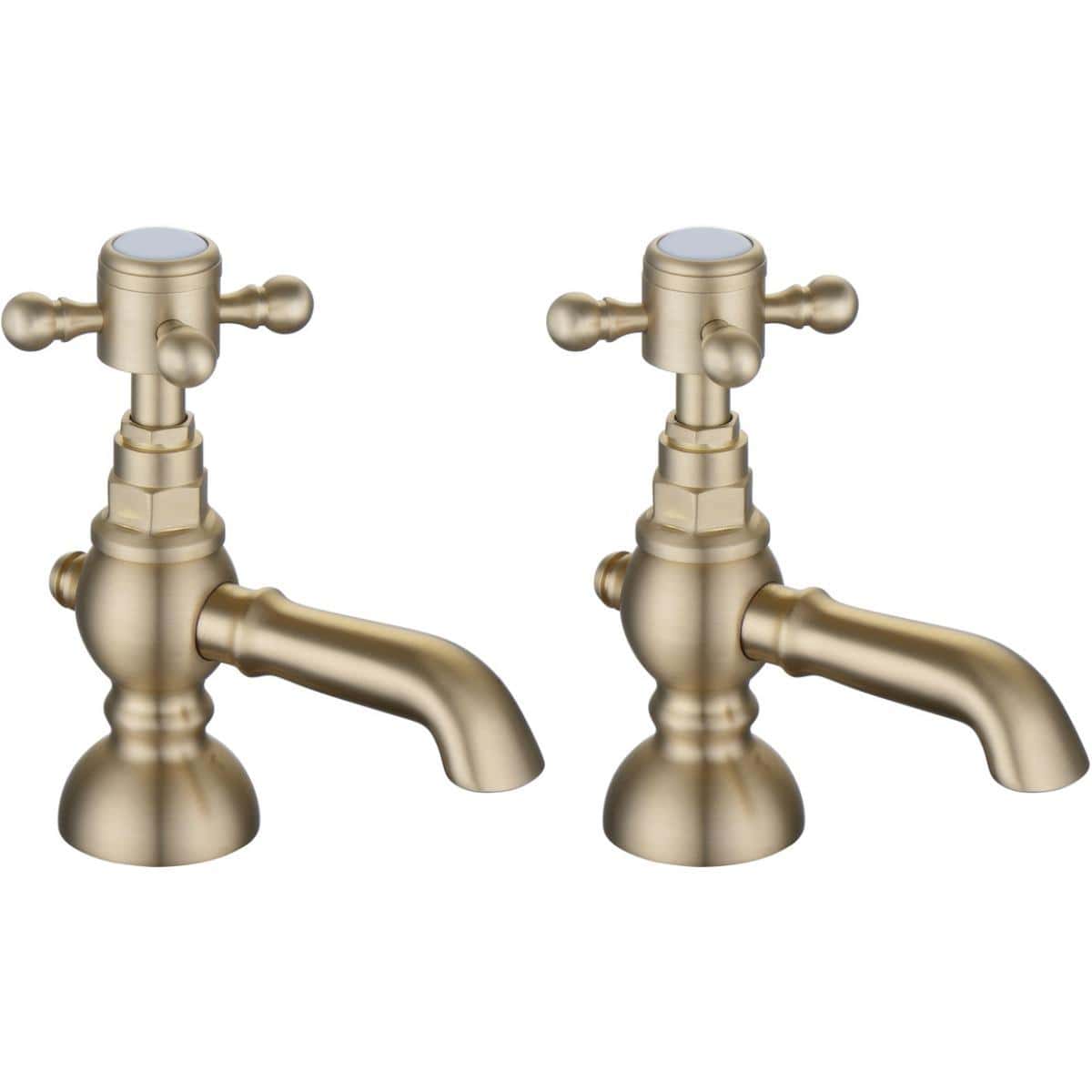 Aquarius Bathrooms Pillar Basin Tap Brushed Brass Aquarius Chic Basin Pillar Taps (Pair)