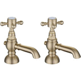 Aquarius Bathrooms Pillar Basin Tap Brushed Brass Aquarius Chic Basin Pillar Taps (Pair)