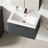 Aquarius Wall Mounted Vanity Unit Aquarius Brisbane 600mm Wall Hung 1 Drawer Vanity Unit with 1 Tap Hole Mid Edge Basin