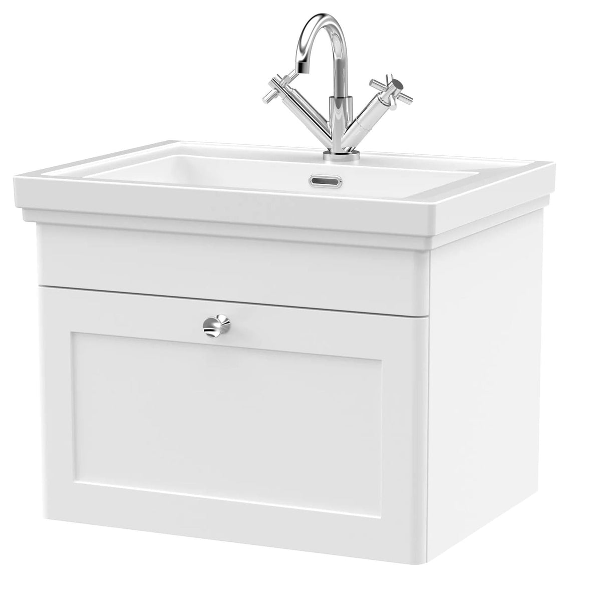 Aquarius Wall Mounted Vanity Unit Soft Black / 1 Aquarius Leighton 600mm Wall Mounted One Drawer Vanity Unit with Basin