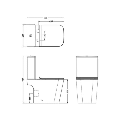 Aquarius Bathrooms Close Coupled Toilet Aquarius Aspect Rimless Close Coupled Square Toilet with Soft Close Seat
