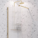 Aquarius Bathrooms Wetroom Panel Kit Aquarius LevAqua 2000 Brushed Brass Walk-In 8mm Fluted Glass Panel