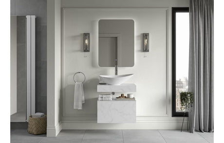 Aquarius Console Unit Aquarius Marblesque One Drawer Storage Unit and Console Shelf White Marble Effect