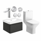 Aquarius Vanity Unit Matt Black / Chrome Aquarius Sophie 605mm Wall Hung Vanity Unit, Close Coupled Toilet, Tap and Fittings Bundle