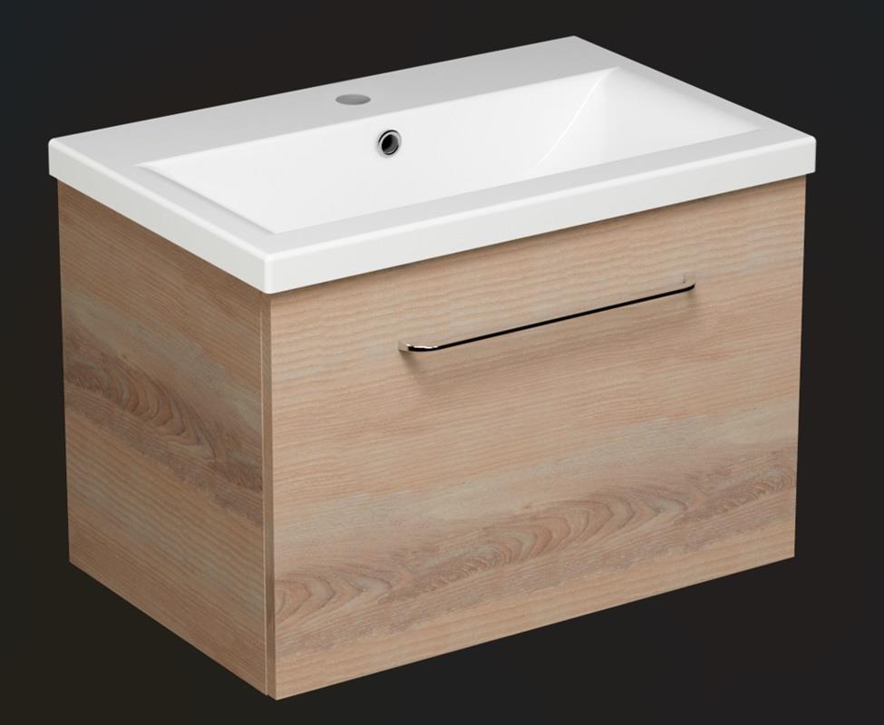 Aquarius Vault Single Drawer Vanity Unit and 1TH Basin Light Oak