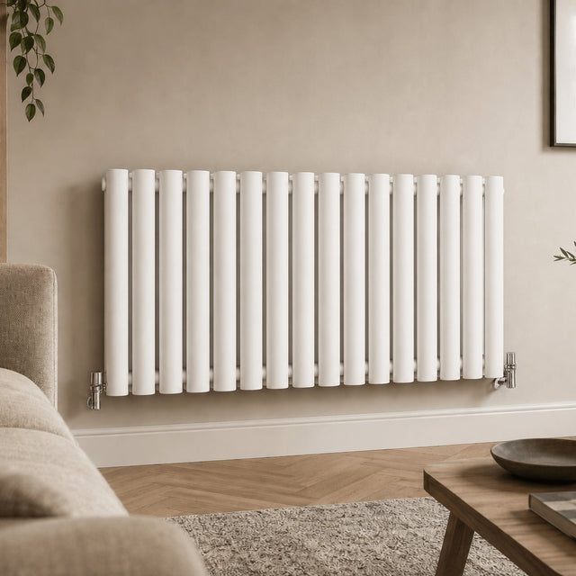 Aquarius Bathrooms Column Radiator 600 x960mm Aquarius Athens Single Horizontal Column Radiator in White