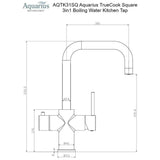 Aquarius TrueCook 3-in-1 Instant Hot Water Kitchen Tap with Square Spout