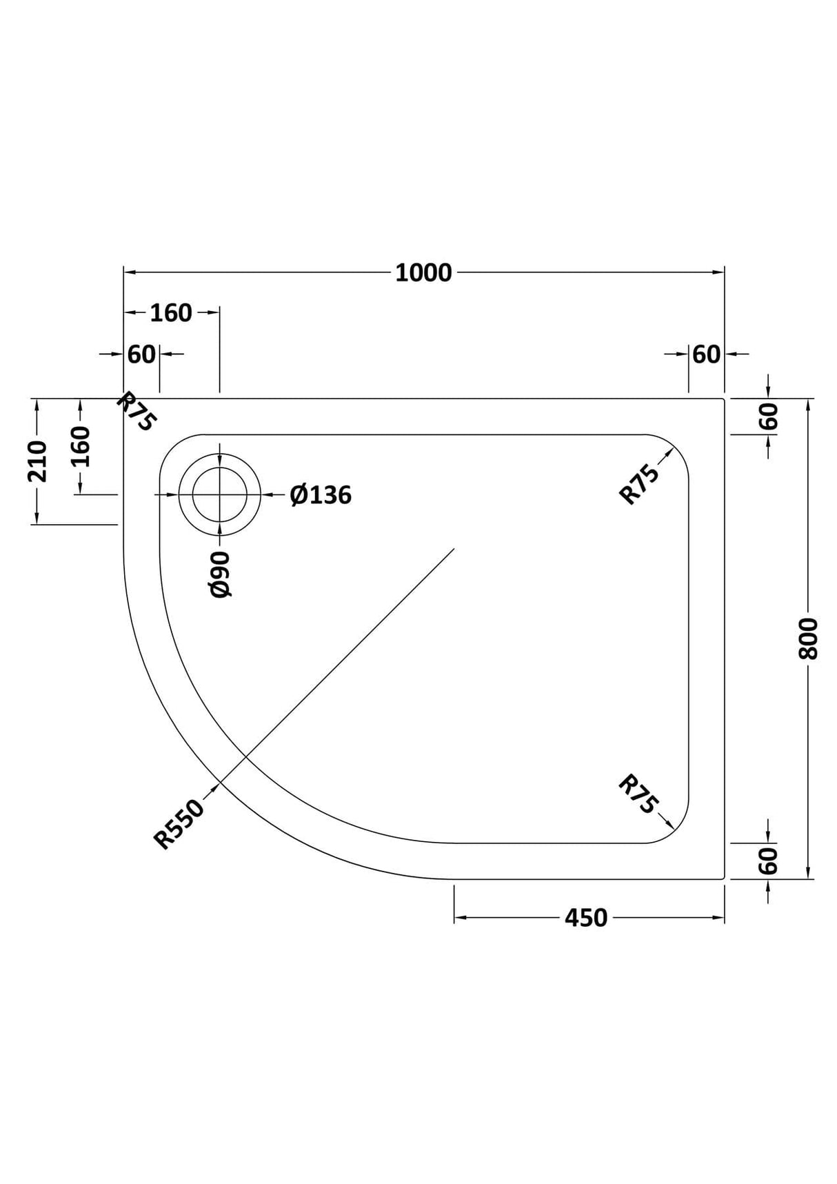 Aquarius Bathrooms Quadrant Shower Tray Aquarius Urbano Offset Quadrant 45mm Stone Resin Shower Tray in Slate Grey