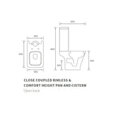 Aquarius Bathrooms Close Coupled Toilet Aquarius Sequoia Rimless Close Coupled Open Back Comfort Height Toilet with Soft Close Seat