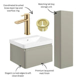 Aquarius Vanity Unit Aquarius Sophie 605mm Wall Hung Vanity Unit, Tall Boy Storage Unit, Tap and Fittings Bundle