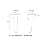 Aquarius Bathrooms Pedestal Basin Aquarius Emma 550mm 1 Tap Hole Basin with Pedestal