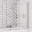 Aquarius Bathrooms Hinged Fluted Bath Screen Aquarius LevAqua Straight Fluted 6mm R/H Brushed Brass Hinged Bath Screen 1400 x 800mm AQ495106
