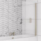 Aquarius Bathrooms Hinged Fluted Bath Screen Aquarius LevAqua Straight Fluted 6mm R/H Brushed Brass Hinged Bath Screen 1400 x 800mm AQ495106