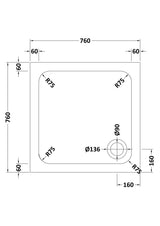 Aquarius Bathrooms Square Shower Tray 760x760mm Aquariuus Urbano 45mm Square Stone Resin Anti Slip Shower Tray