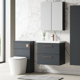 Aquarius Wall Mounted Vanity Unit Aquarius Brisbane 600mm Wall Hung 2 Drawer Vanity Unit with 1 Tap Hole Mid Edge Basin