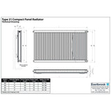 Aquarius Type 21 Compact Panel Radiator In Gloss White