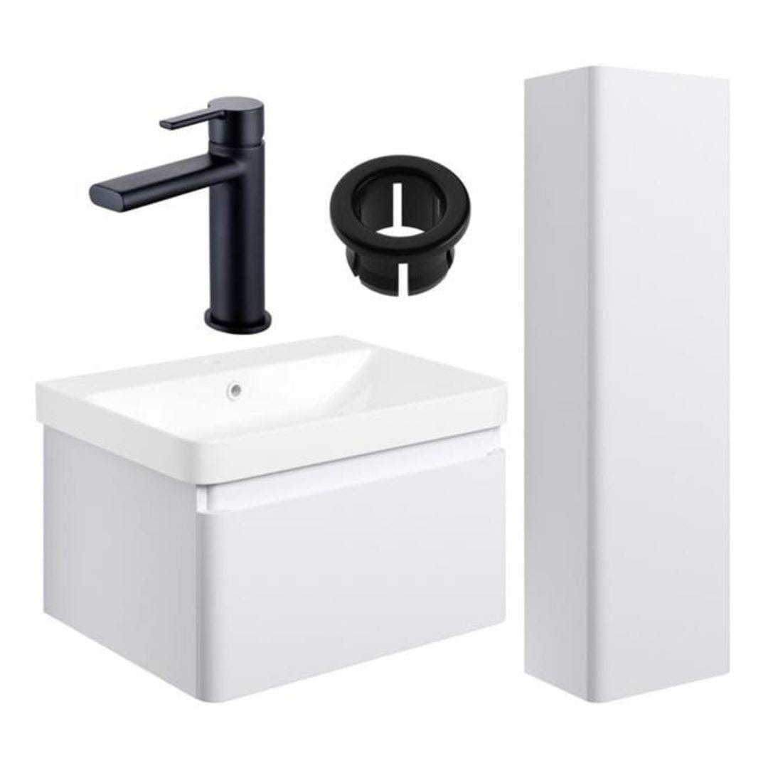 Aquarius Vanity Unit Matt White / Matt Black Aquarius Sophie 605mm Vanity Unit and Tall Boy Set with Finishes