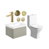 Aquarius Vanity Unit Matt Latte / Brushed Brass Aquarius Sophie 605mm Vanity Unit and WC Set with Finishes