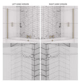 Aquarius LevAqua Straight Fluted 6mm L/H Brushed Brass Hinged Bath Screen 1400 x 800mm AQ495103