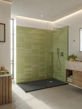 Aquarius Honiston Mineral Composite Slate Effect Shower Tray in Charcoal Grey