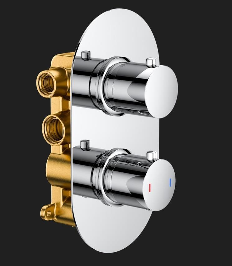 Aquarius Bathrooms Concealed Shower/Overflow Kit Aquarius RainLux Round Chrome 2 Outlet Overflow Filler Shower Bundle AQRLOFKIT03CR