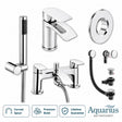 Aquarius Bathrooms Bath Shower Mixer Chrome Aquarius Arc Complete Brassware Pack with Basin Tap, Bath and Shower Mixer