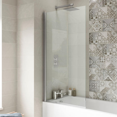 Aquarius Bathrooms Bath Screen Aquarius LevAqua Straight 6mm Hinged Bath Screen 1400 x 800mm