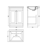 Aquarius Bathrooms Floor Standing Vanity Unit Aquarius Leighton 600mm Floor Standing Two Door Vanity Unit with Basin