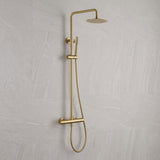 Aquarius Bathrooms Exposed Shower Set Brushed Brass Aquarius RainLux Cool Touch Adjustable Round Exposed Shower Valve and Kit