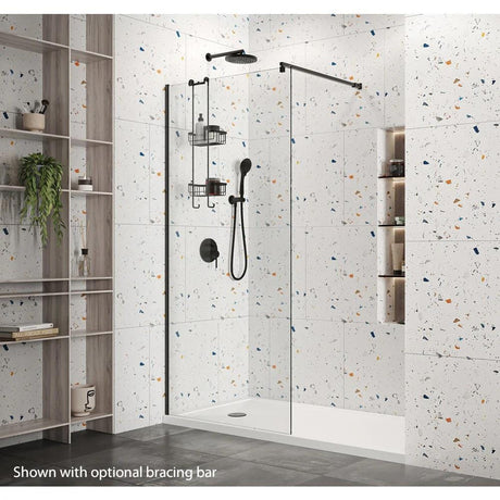 Aquarius Bathrooms Wetroom Glass Matt Black / 1365 x 2000mm Aquarius Coniston Wetroom 8mm Panel with Fittings