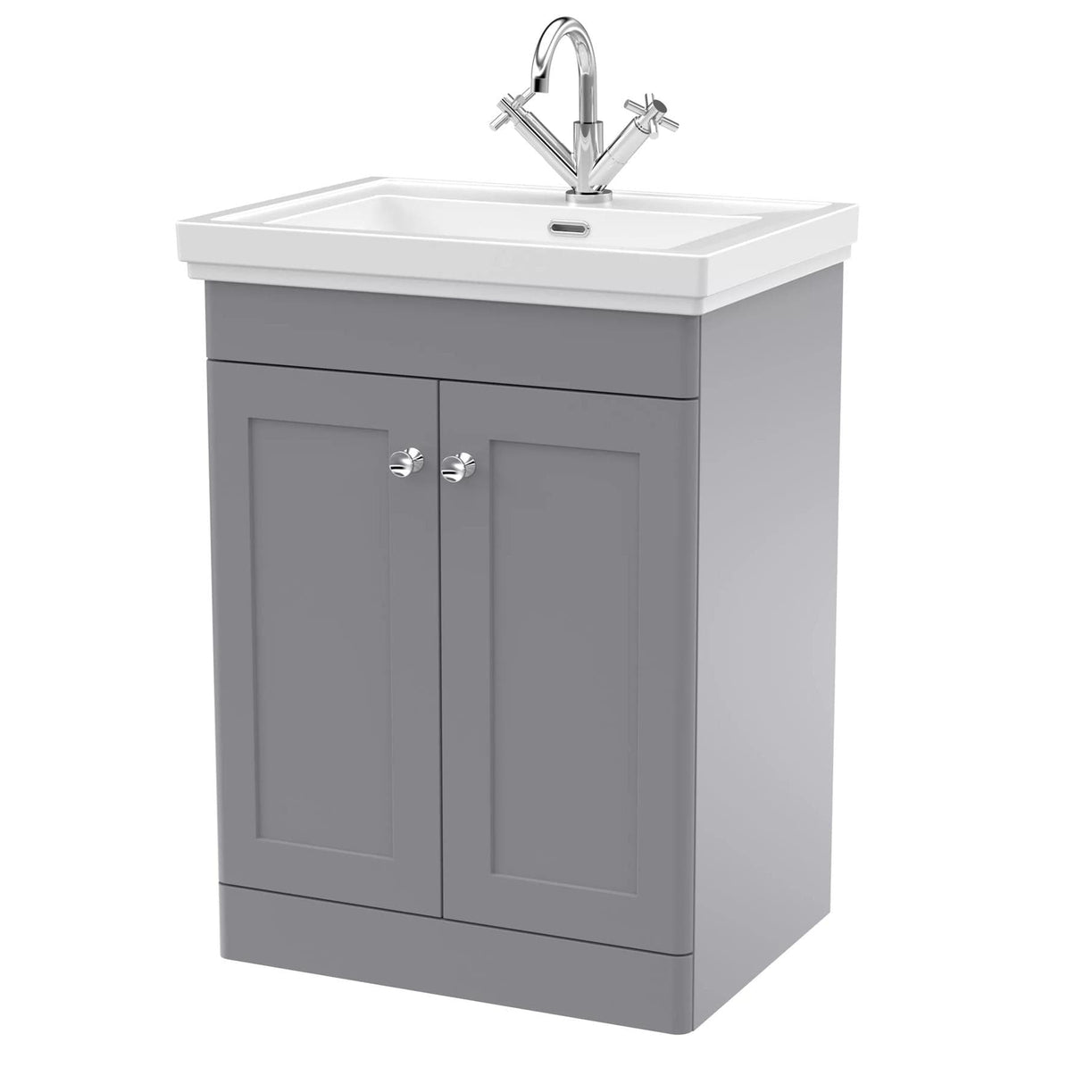 Aquarius Bathrooms Floor Standing Vanity Unit Aquarius Leighton 600mm Floor Standing Two Door Vanity Unit with Basin