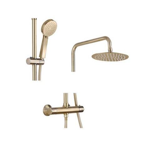 Aquarius Bathrooms Bar Valve Kit Aquarius Round Adjustable Thermostatic Shower & Kit Brushed Brass