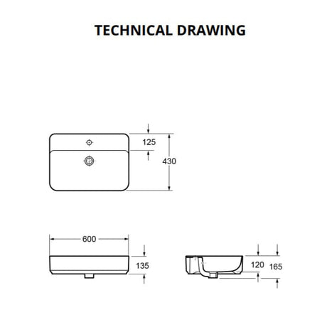 Aquarius Bathrooms Countertop Basin Aquarius JF-Series 600MM Countertop Basin 1TH White