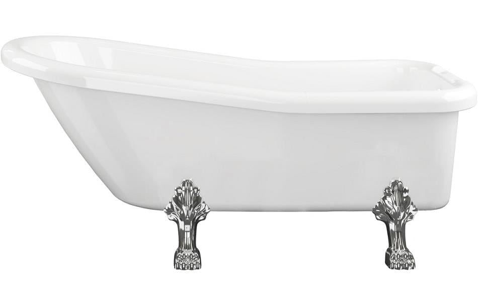 Aquarius Bathrooms Freestanding Bath Aquarius Timeless Luxury Freestanding Slipper 2TH Bath With Chrome Lions Paw Feet 1530mm