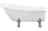 Aquarius Bathrooms Freestanding Bath Aquarius Timeless Luxury Freestanding Slipper 2TH Bath With Chrome Lions Paw Feet 1530mm