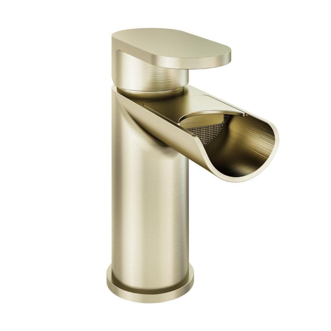 Aquarius Bathrooms Mono Basin Tap Brushed Brass Aquarius Horseshoe Waterfall Mono Basin Mixer Tap with Waste