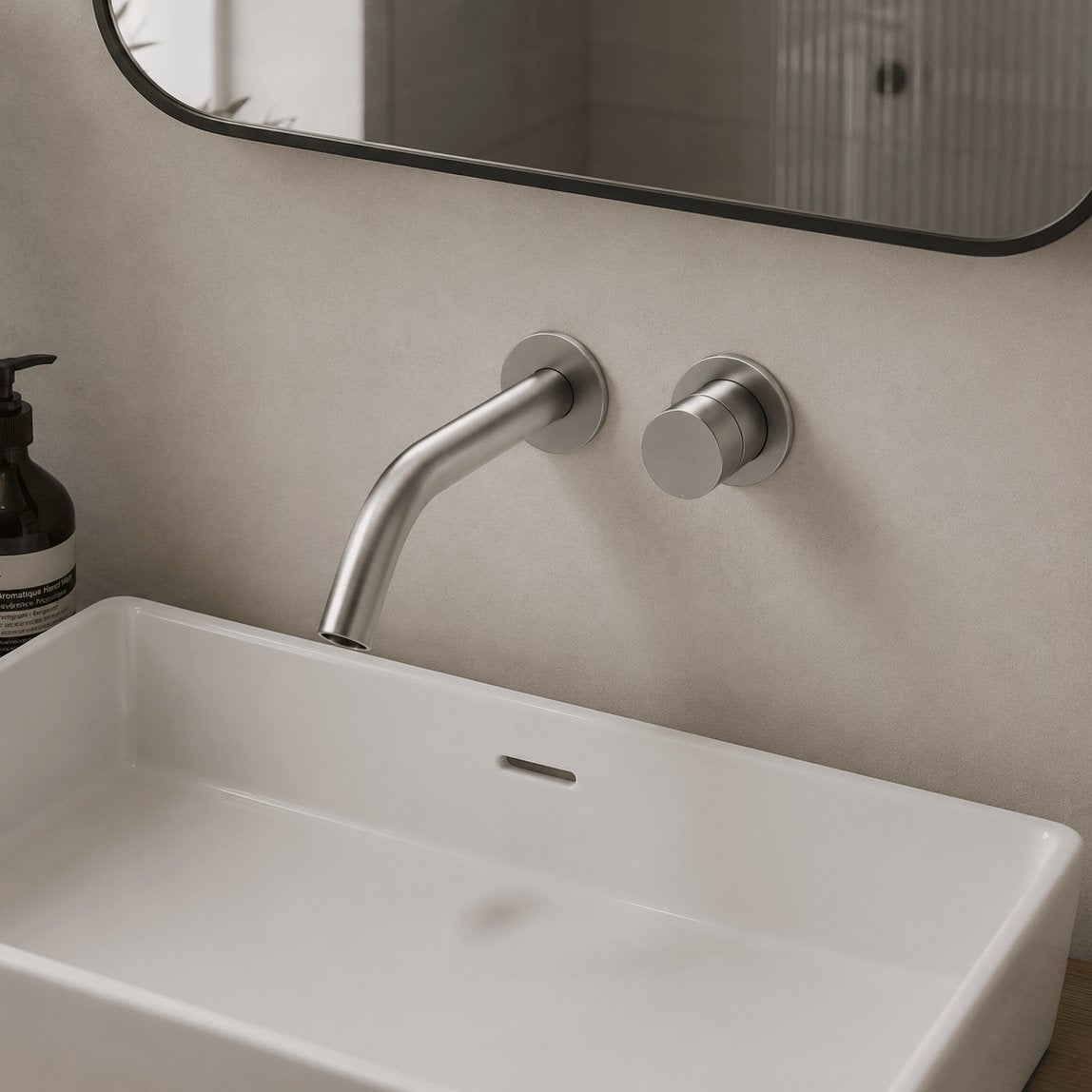 Aquarius Bathrooms Wall Mounted Basin Tap Aquarius  Ixora Wall Mounted 2 Hole Basin Mixer Tap in 316 Stainless Steel