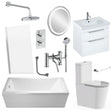Aquarius Bathrooms Complete Bathroom Suite Aquarius Stillwater Complete Bathroom Suite with Shower, Bath and Rimless Toilet