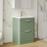 Aquarius Floor Standing Vanity Unit Satin Green Aquarius Perth 600mm 2 Drawer Floor Standing Vanity Unit with 1 Tap Hole Basin