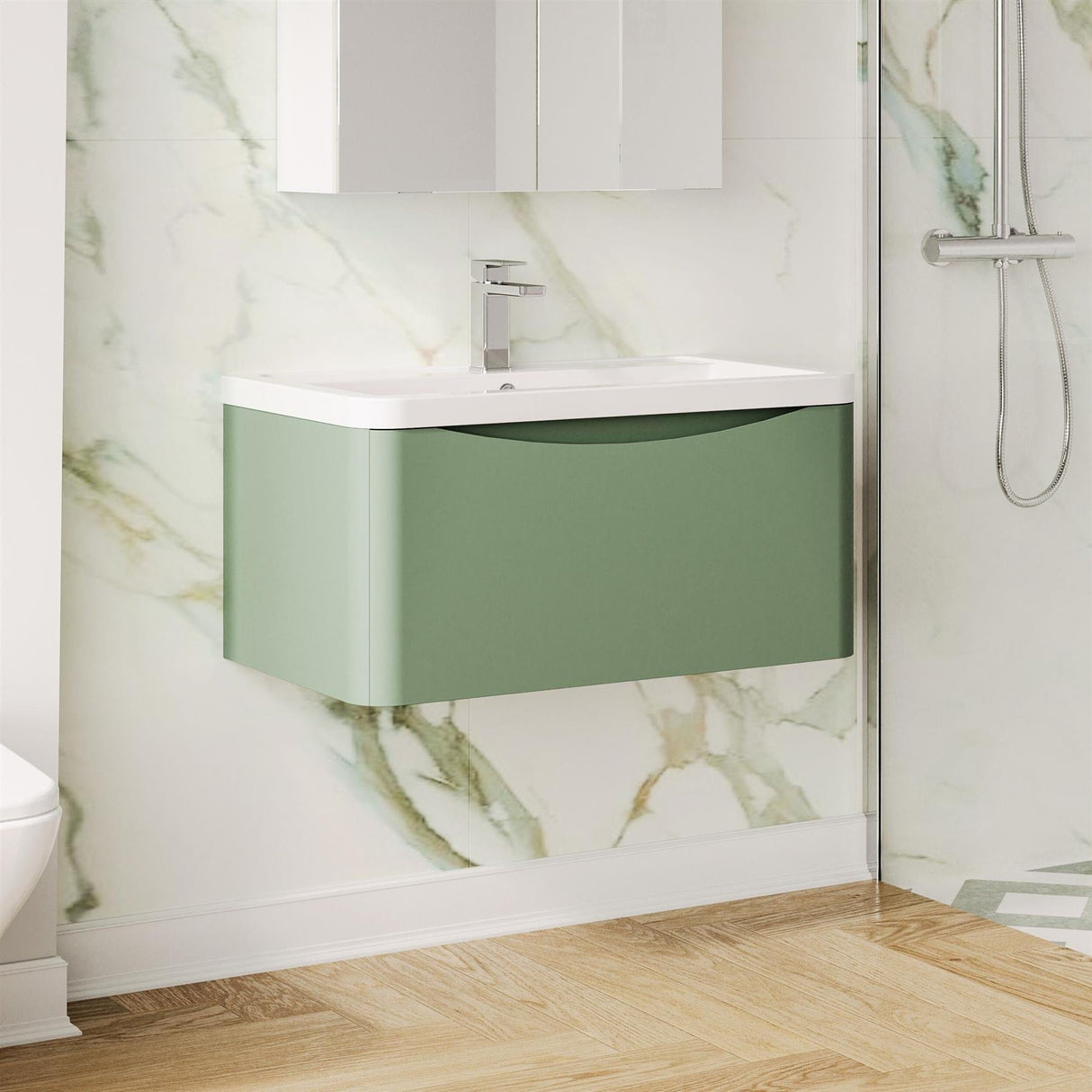 Aquarius Bathrooms Wall Mounted Vanity Unit Aquarius Seren 800mm Wall Mounted One Drawer Vanity Unit with Basin