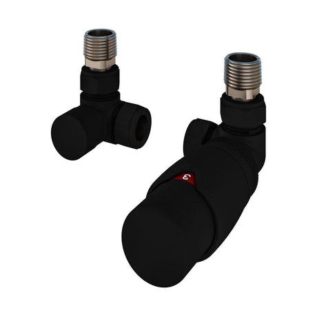 Aquarius Bathrooms Radiator Valve Aquarius Bi-Directional TRV Corner Radiator Valve Matt Black AQ540024