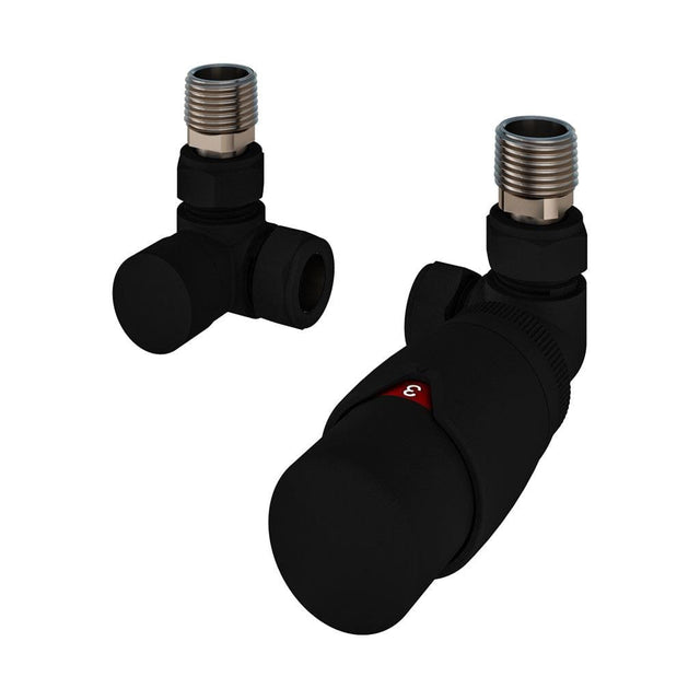 Aquarius Bathrooms Radiator Valve Aquarius Bi-Directional TRV Corner Radiator Valve Matt Black AQ540024