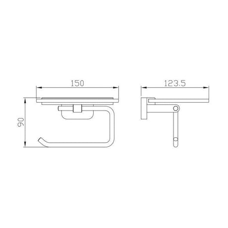Aquarius Bathrooms Toilet Roll Holder Aquarius Auro Toilet Roll Holder with Glass Shelf in Brushed Brass