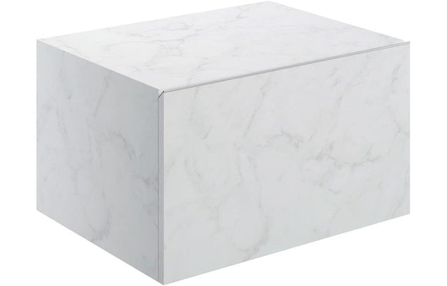 Aquarius Console Unit 600mm Aquarius Marblesque One Drawer Storage Unit White Marble Effect